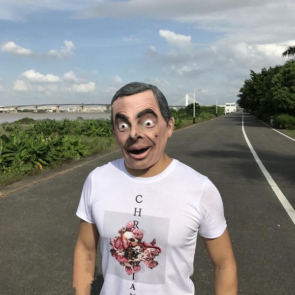 

2018 realistic mr. bean mask cos celebrity british funny star live performance props halloween latex headset