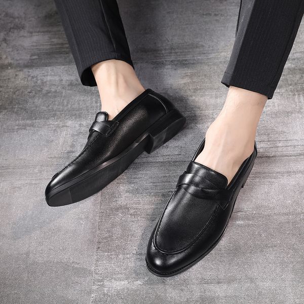

plus size 38-48 men casual genuine leather shoes formal dress man business office oxfords party shoes zapatos de hombre, Black