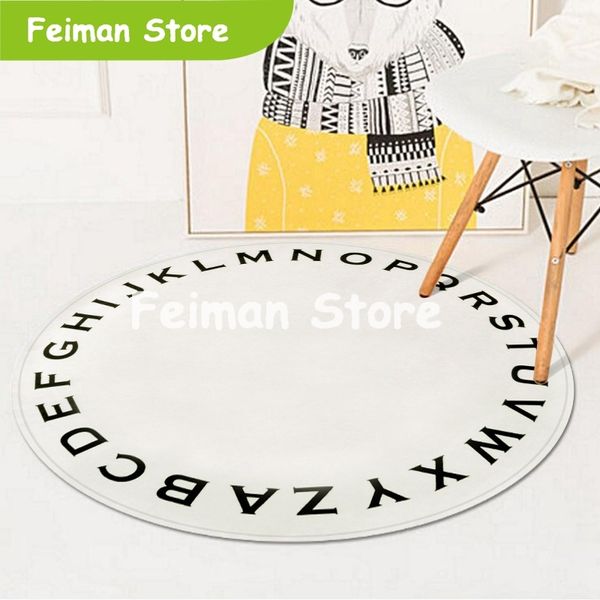 

nordic style letter kids round carpet area rugs living room bedroom thicken for children play game anti-slip floor mats