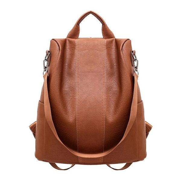 

newly pu leather backpack women patchwork casual anti-theft backpacks dod886