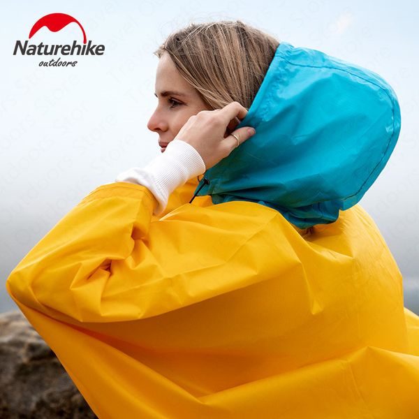 

naturehike portable windproof raincoat ultralight camping hiking poncho rainproof coat with backpack outdoor rain cover, Blue;black