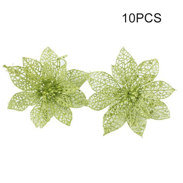 

glitter hollow fake flowers christmas tree decor for home xmas party ornaments 10pcs/set new arrivals