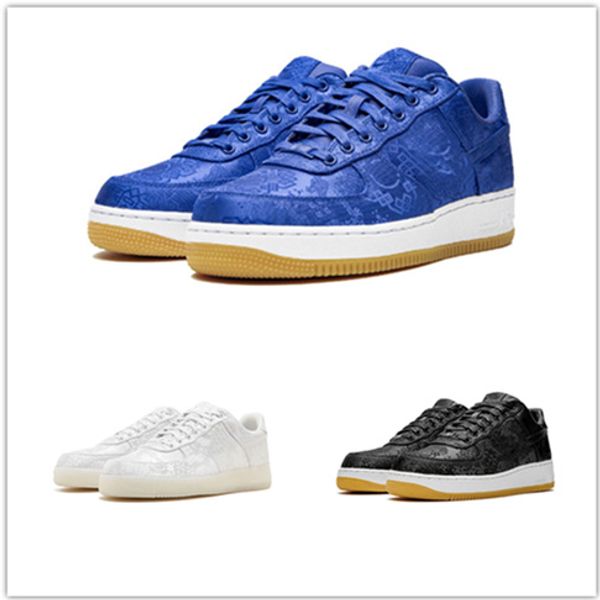 

2019 CLOT х Принудительный 1 07 1WORLD Белый Черный Синий 1s Шелковый Мужчины кроссовки игры Royal Gum Light Black тапок один спортивный 1 х дез Chaussures