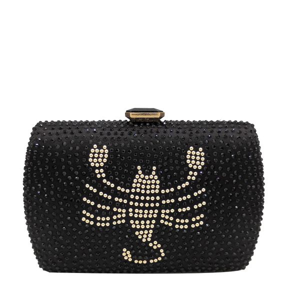 

scorpion pattern crystal evening clutch bags women's fashion minaudiere handbags wedding cocktail party purses