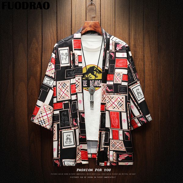 

fuodrao kimono jacket j141, Black;brown