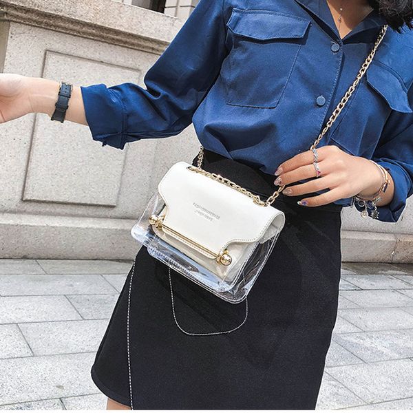 

fashion lady transparent square pu bag luxury clutch strap small female bags messenger bag women handbags clutch women#a3