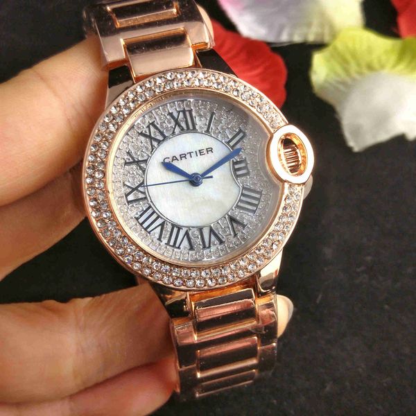 

2020 лучшие женские роскошные часы бренд женская мода кварцевые часы платье из нержавеющей стали наручные часы reloj дизайнер повседневные ч, Slivery;brown