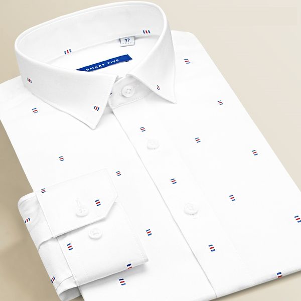 

smart five formal men shirts long sleeve cotton camisa masculina slim fit branca social branca 2019 spring summer plus size, White;black
