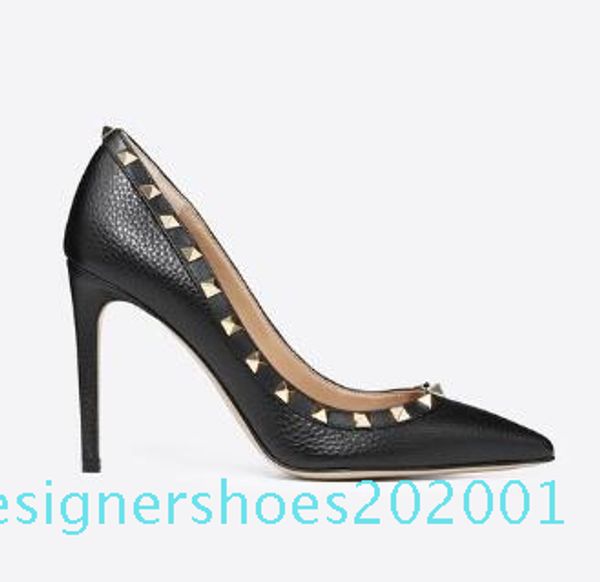 

pointed toe studs high heels patent leather rivets sandals women studded strappy dress shoe valentine high heel dress shoes d01, Black