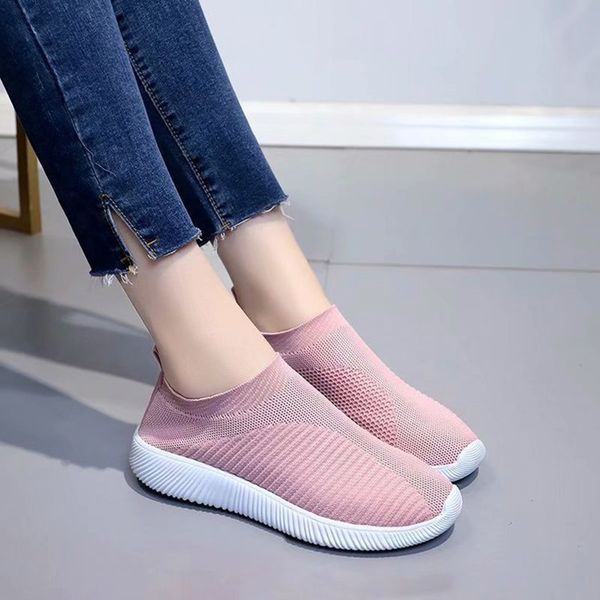 

2019 women flat shoes breathable knitted mesh walking sneakers soft sock shoes msd-ing