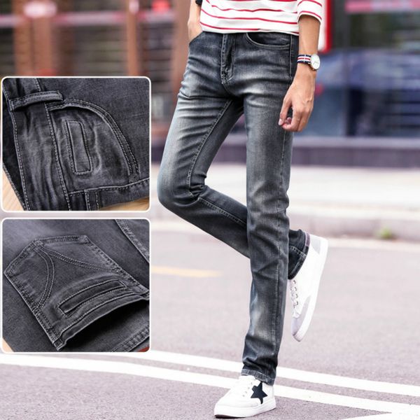 

fashion pants designer new mens jeans vintage style straight black grey stonewashed denim jeans new arrival 1026 size 28-40, Blue