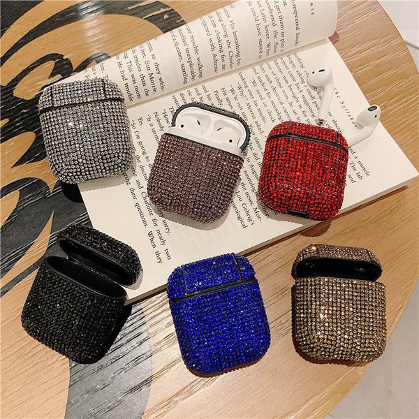 

diamond airpod case bling earphone full cover protector headphone bag for apple bluetooth wireless charging headset with retail box