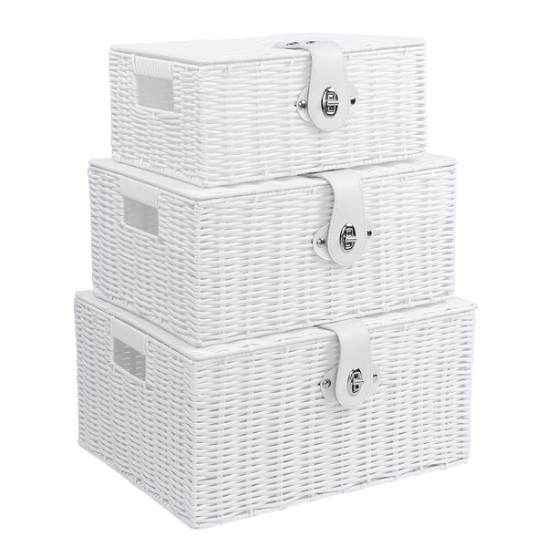 

plastics hand-woven storage box desksundries storage box clothes storage basket finishing basket with lid household useful