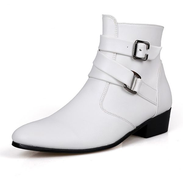 

New Men Ankle Boots Leather Casual Shoes For Men Pointed Toe High-Top Men Boots Breathable Boots, Black