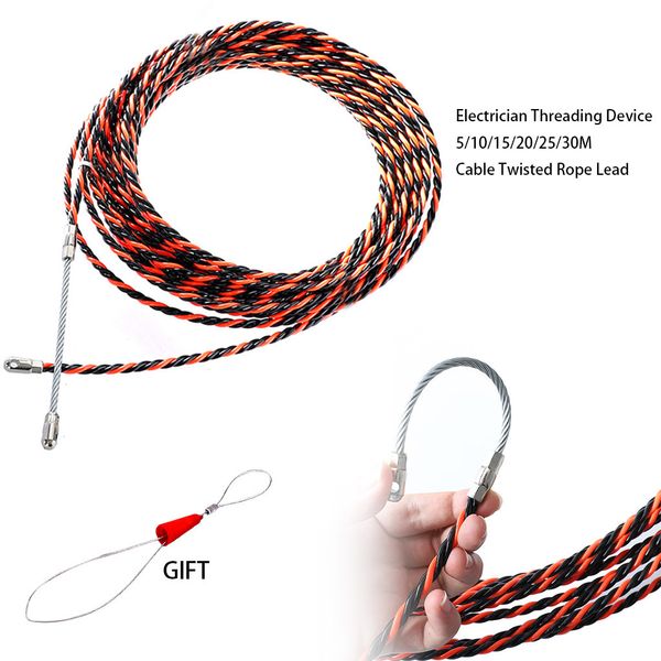 

electrician threading device 5/10/15/20/25/30m cable twisted rope lead strong traction flexibility anti-aging high temperature, Black;white