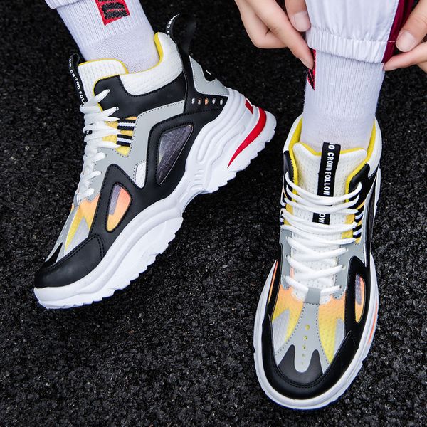 

new high men casual sneakers lac-up men shoes lightweight breathable walking chunky sneakers tenis masculino adulto