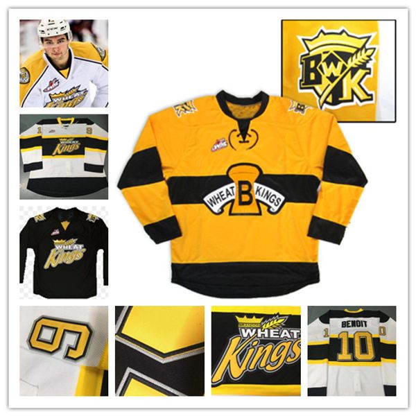 

custom brandon wheat kings any number name black yellow white 19 nolan patrick 16 mark stone embroidery stitched ice hockey whl jerseys, Black;red