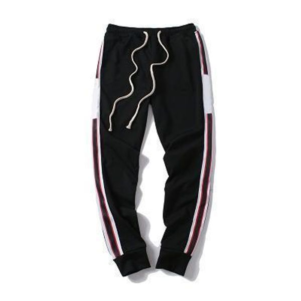 

mens jogger pants new drawstring sports high fashion colors side stripe joggers casual pants hjxo, Black
