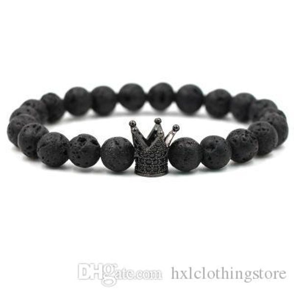 

hxlcioth 2018 trendy lava stone pave cz imperial crown and helmet charm bracelet for men or women bracelet jewelry pulseira hombres, Black