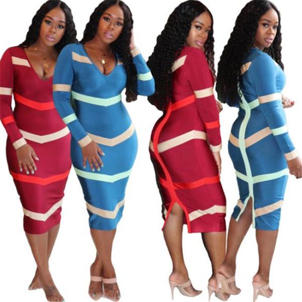 

Trendy Printed Designer Womens Dresses Sexy V Neck Slim Laides Dresses European Style Casual Womens Clothing