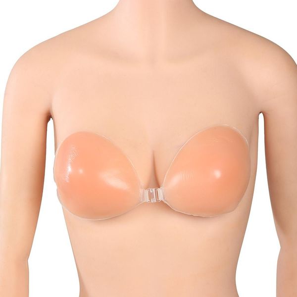 

1pc women invisible silicone bras ladies self-adhesive stick on push up bra strapless bra backless breast enhancer nipple cover, Red;black