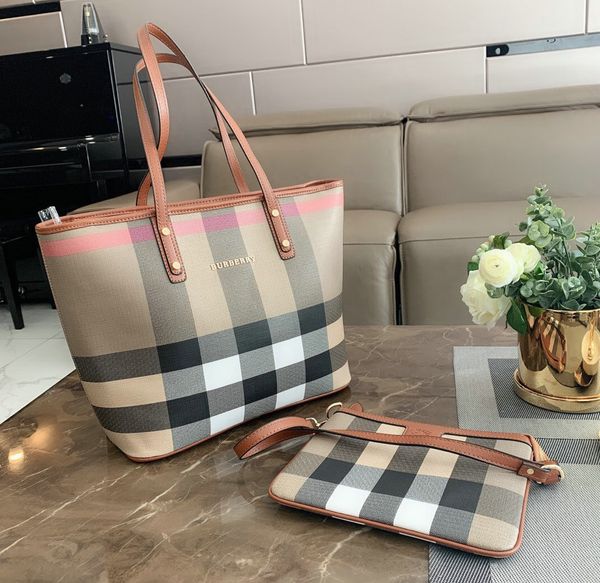 

2pcs/set classic¬Burberry¬totes fashion handbag women shoulder bag shopping bags wallet purse
