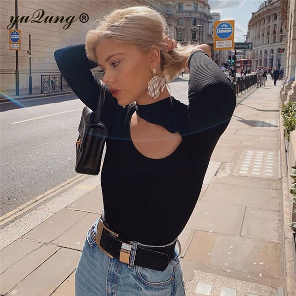 

yuqung 2020 нове женин длиннм Ѭђкавом боди оп елнй вдалблива комбинезон б, Black;white