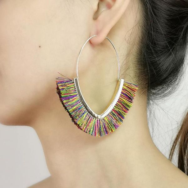 

manilai brand fringe hoop earrings for women 2020 new fashion jewelry metal fringed statement earrings ins girl accessories, Golden;silver