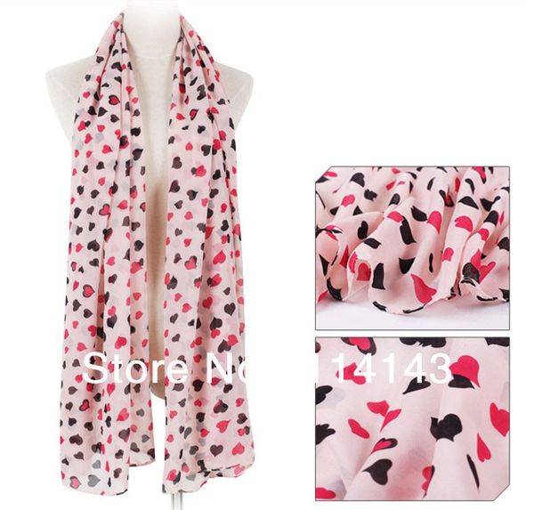 

shawls fashion ladies chiffon big love heart print scarf wrap,, Blue;gray