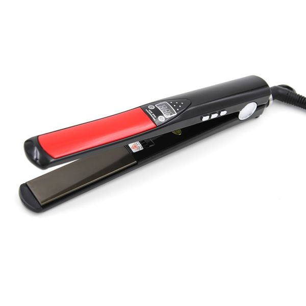 

led display titanium plate flat steel tourmaline ceramics 30 seconds fast heating anti-static hair straightener, Black