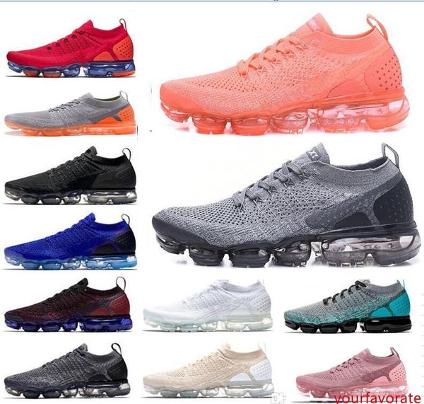 

2019 new flagship shoes men women new white black grey blue pink knitting flykint trainers vapor 2.0 designer sneakers casua