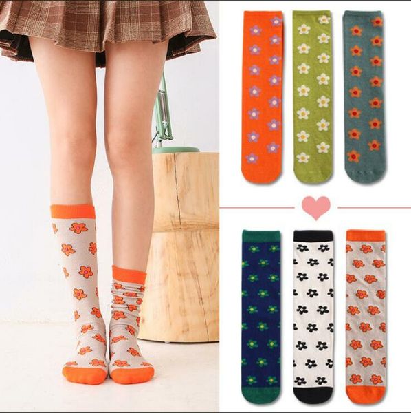 

baby socks kids girls floral printed stockings children candy color flower knee high socks girl cotton lovely princess stocking ayp806, Pink;yellow
