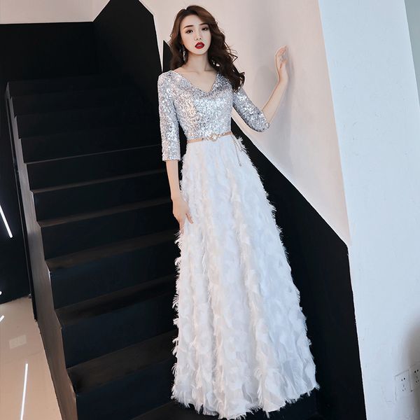 

sequin oriental style banquet dresses chinese vintage traditional wedding cheongsam grandeur evening party dress size xs-xxxl, Red