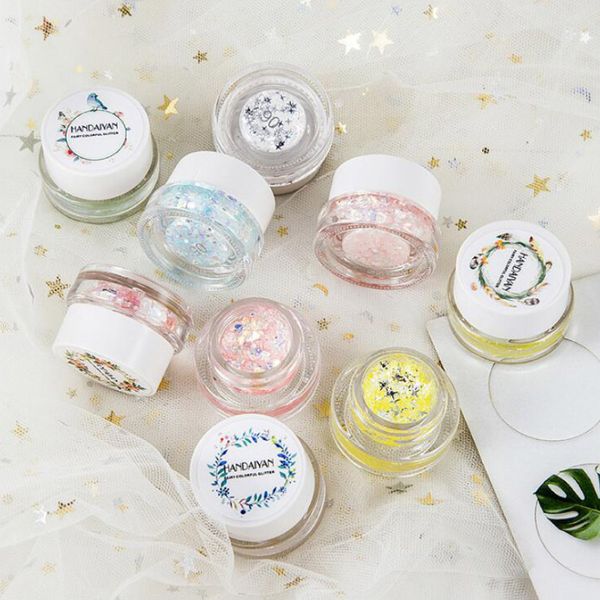 HANDAIYAN glitter jel 6 renk peri renkli göz makyajı Mermaid glitter jel parlaklık ve göz farı glitter jel vurgulamak