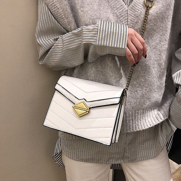 

women's retro small square bag texture pu leather bag new chain shoulder messenger fashion lock clutch purse
