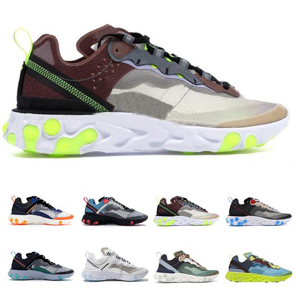 

With Box 2019 React Element Undercover Running Shoes For Men Women Sports Trainer Shoes Sail Light Bone Designer Sneakers Size 36-45