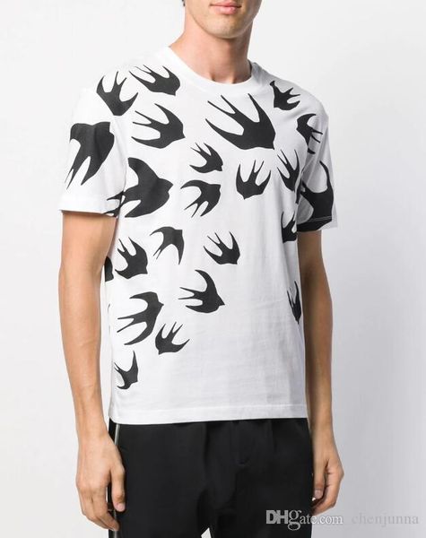 

2020 style summer mens cotton t-shirt with men short sleeves t-shirt swallow printing mq short sleeves t-shirt