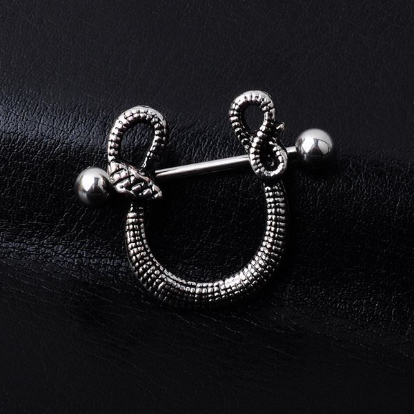 

other 1pc snake alloy silver barbell nipple ring piercing bar body jewelry good friend gift, Slivery;golden