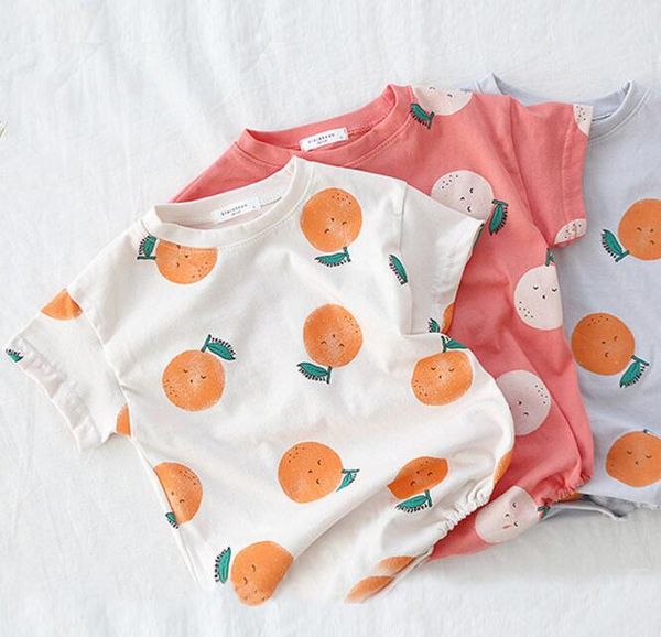 

baby kids designer clothes Romper Short Sleeve Lemon Print Romper Clothes 100% cotton girl boy rompers 0-2T