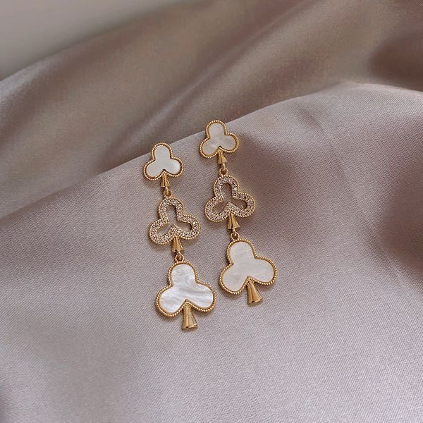 

korean new design fashion jewelry long plum crystal acrylic earrings for women gift, Silver