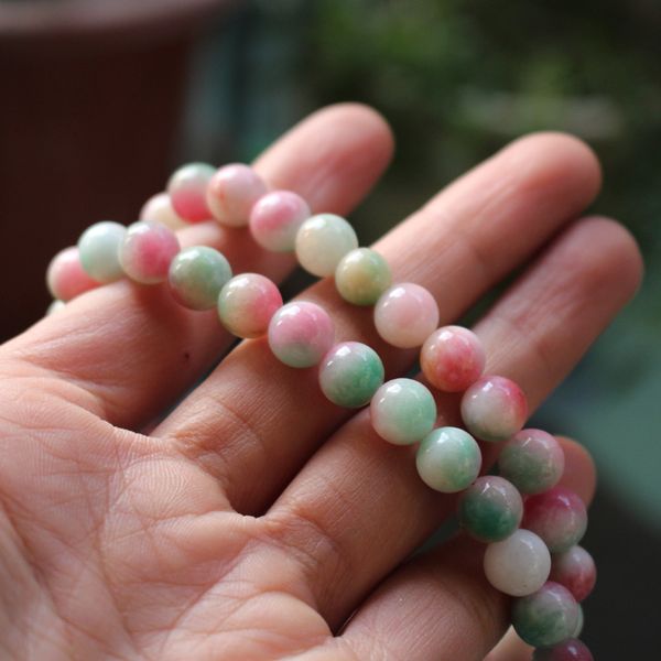 

48pcs / lot 8mm цветастый камень бисер pinkgreen цвет для изготовления ювелирных изделий