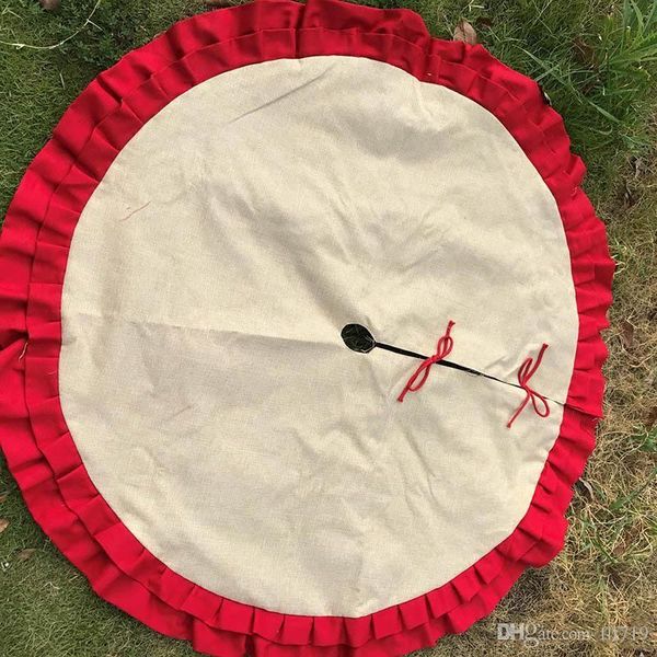 Hot Christmas Tree Skirt Decoration Ornament With Lace Wrinkle