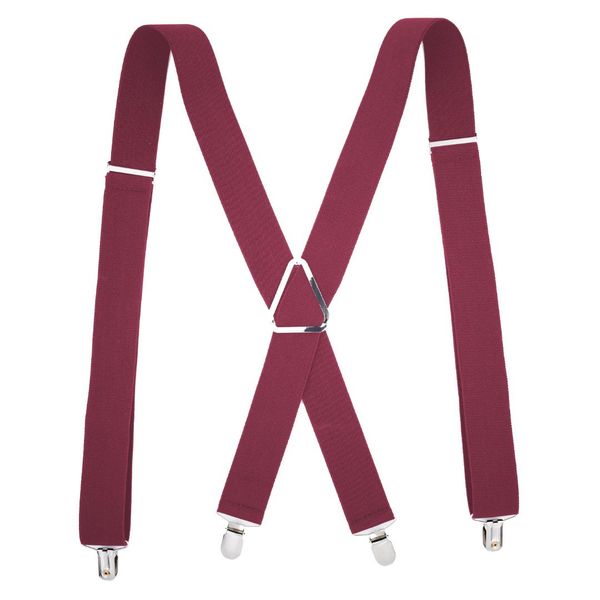 

2019 new brand adjustable suspenders with 4 clips x black men's straps monochrome elastic straps, Black;white
