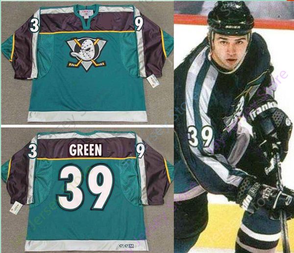 

Custom TRAVIS GREEN Anaheim Mighty Ducks 1997 CCM Throwback Alternate home away Jersey