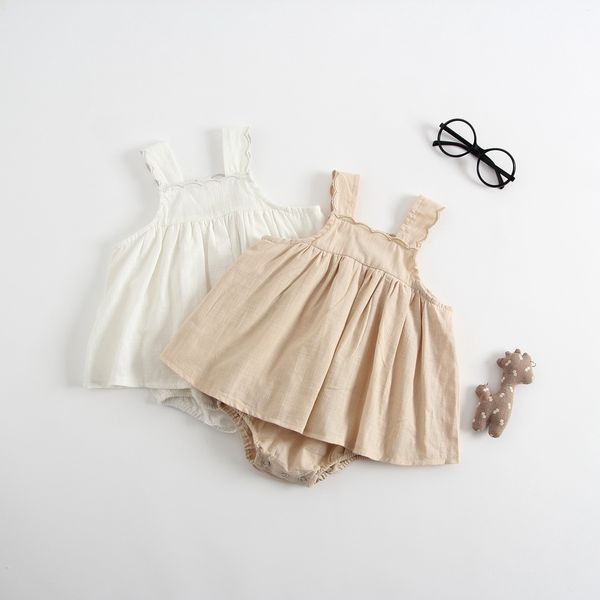 

2019 новорожденного детская одежда кружевной отделкой юбка комбинезон комбинезон без рукавов детская одежда для девочек 100% мягкий хлопок лето