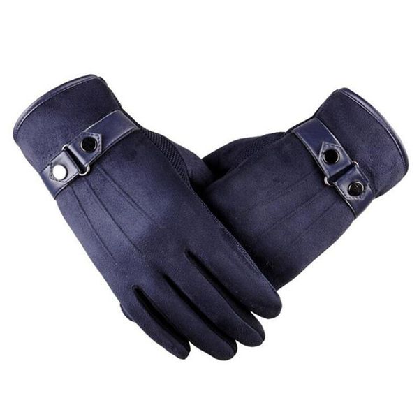 

missky new screentouch suede cold weather gloves driving gloves with double button decor clear out stork, Blue;gray