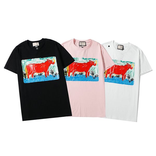 

mix colors cow designer t shirt for men women short sleeve round neck printed summer shirts brand fashion women t shirt, White;black