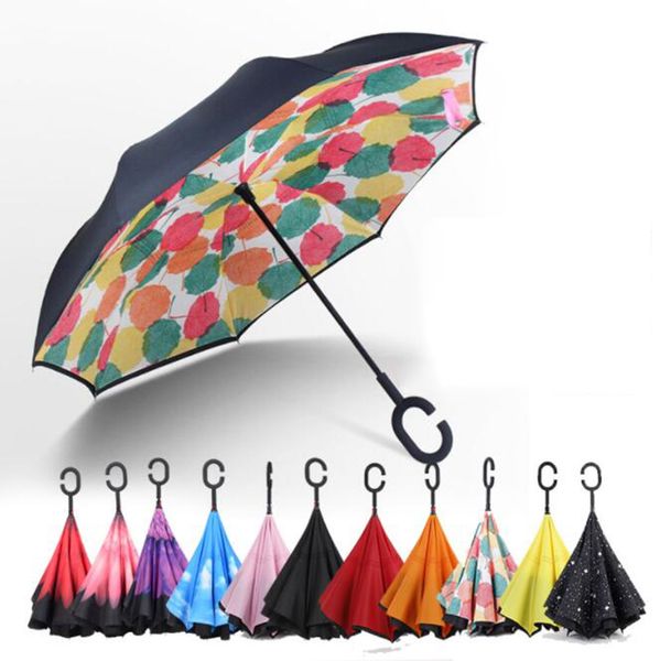 

C hand rever e umbrella windproof rever e double layer inverted umbrella in ide out elf tand windproof umbrella