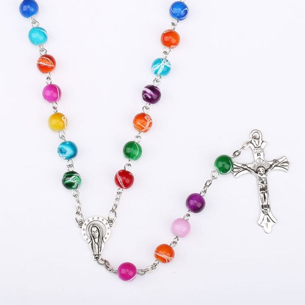 Красочные Четки Ожерелье Католической Молитвы Бусы Крест Цепи Мужские Женские Четки Ожерелье Ювелирные Изделия