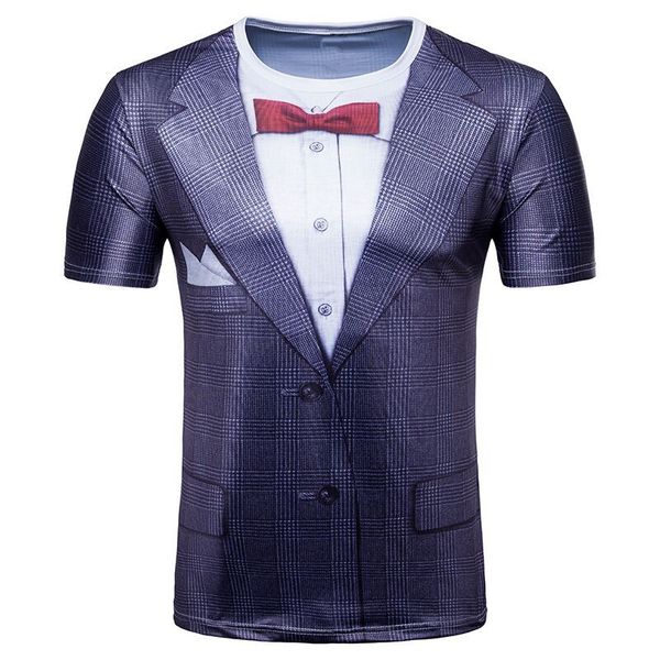 

новейший стиль горячая мода смешно поддельные костюм и галстук футболка женщины мужчины лето унисекс смешно 3d печати с коротким рукавом cre, White;black